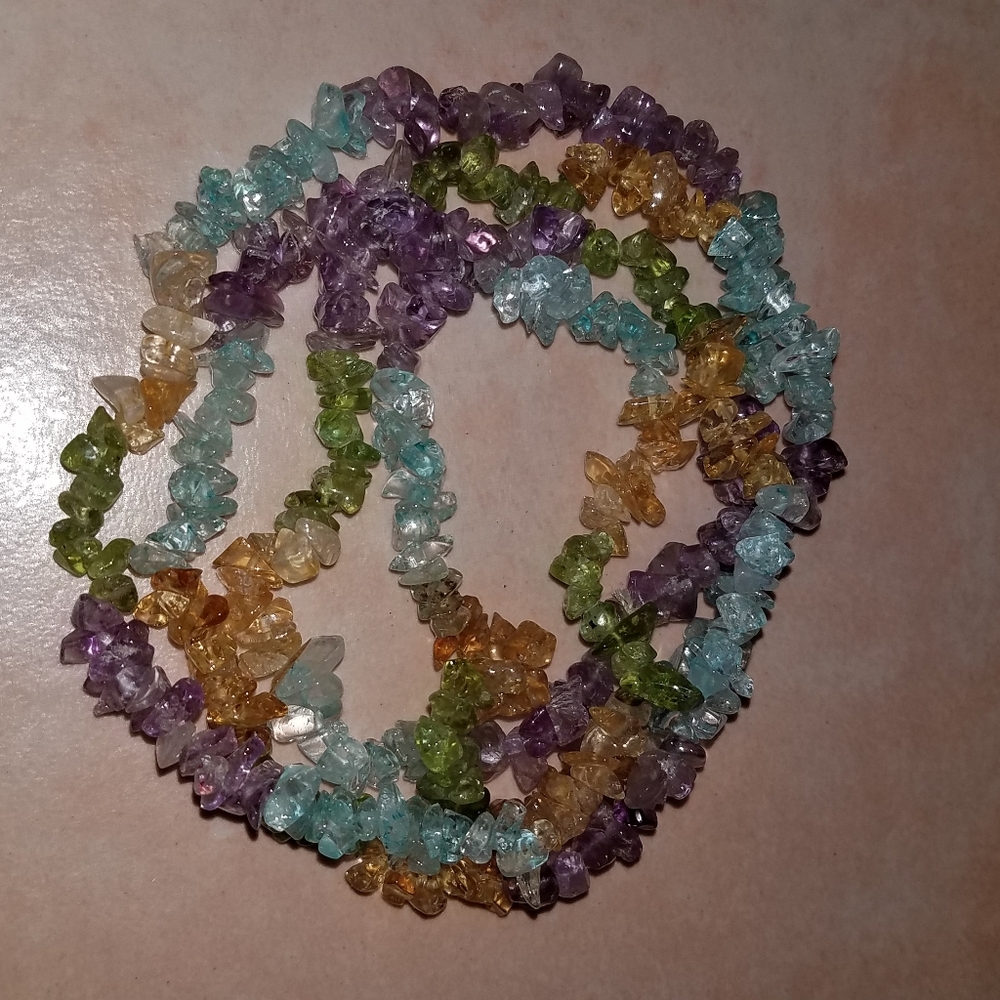 Polished Gemstone Multi Gem Strand Necklace